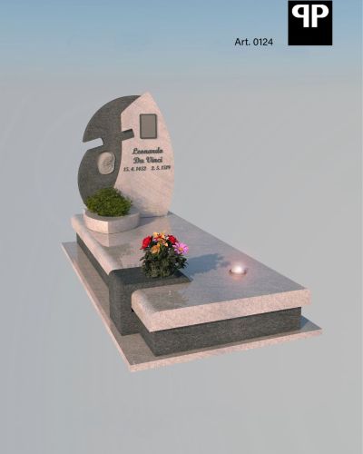 Monumento funebre decennale in granito con vaso portafiori e alberello - Onoranze Funebri Musocco Milano