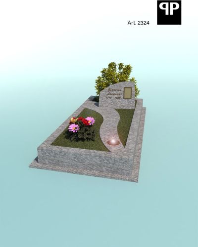 Monumento funebre decennale in granito dal profilo triangolare con alberello - Onoranze Funebri Musocco Milano