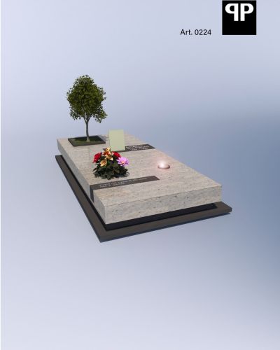 Monumento funebre decennale in granito dal design geometrico con alberello - Onoranze Funebri Musocco Milano