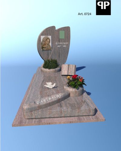 Monumento funebre decennale in granito con portafoto e alberello - Onoranze Funebri Musocco Milano