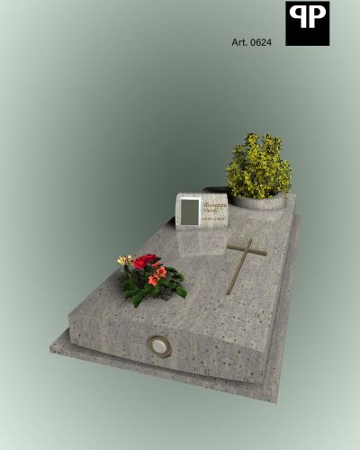 Monumento funebre decennale in granito con croce decorativa - Onoranze Funebri Musocco Milano