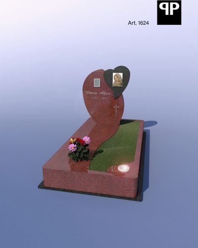 Monumento funebre decennale in granito con croce e composizione floreale - Onoranze Funebri Musocco Milano