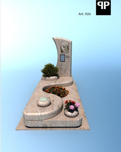 Monumento funebre decennale in granito con vaso centrale e alberello - Onoranze Funebri Musocco Milano