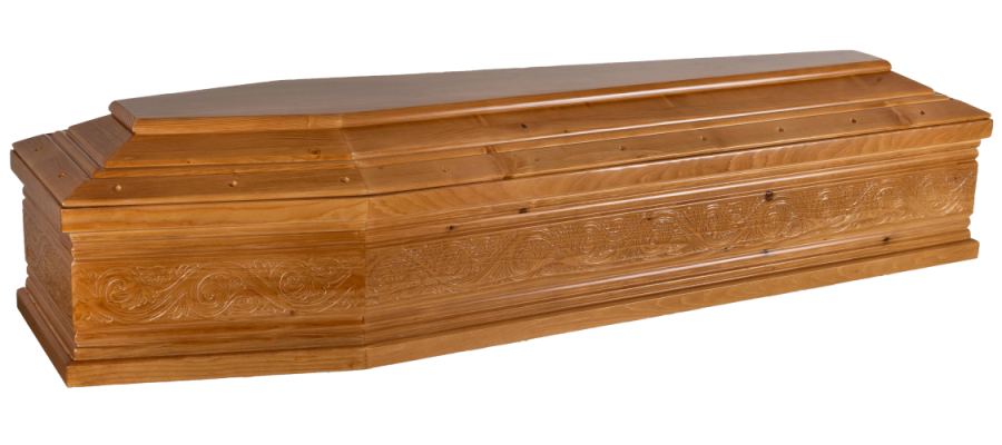 Cofano funebre in legno dorato dal design classico - Onoranze Funebri Musocco Milano