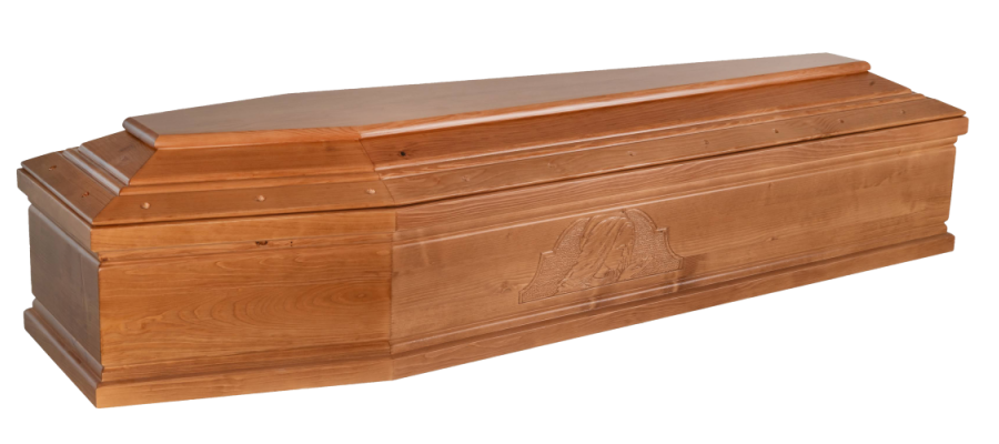 Cofano funebre in legno mogano con decoro inciso - Onoranze Funebri Musocco Milano
