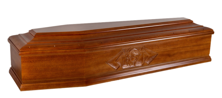 Cofano funebre in legno con motivo decorativo - Onoranze Funebri Musocco Milano