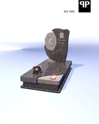Monumento funebre decennale in granito dal profilo lineare essenziale - Onoranze Funebri Musocco Milano