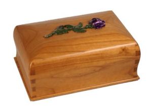Urna cineraria rettangolare in legno con fiore in vetro colorato, per la conservazione delle ceneri - Onoranze Funebri Musocco