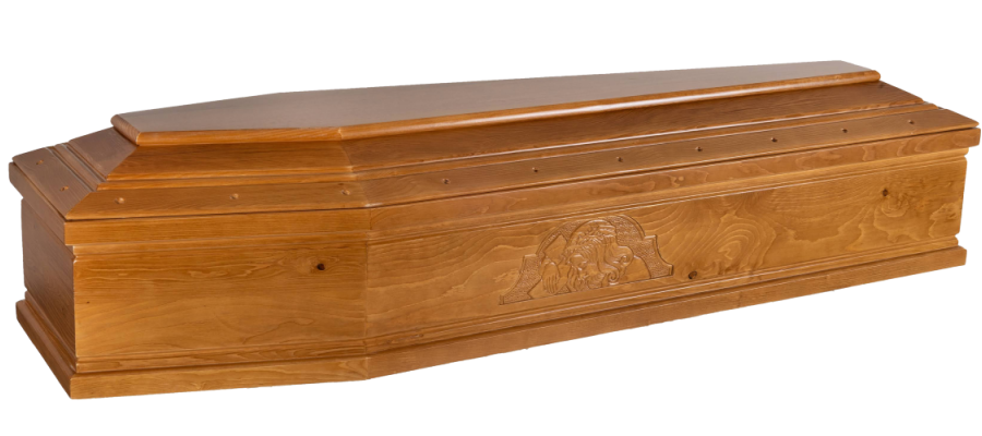 Cofano funebre in legno con intaglio decorativo - Onoranze Funebri Musocco Milano