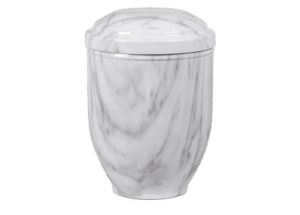 Urna cineraria a forma di vaso in marmo grigio bianco, per la conservazione delle ceneri - Onoranze Funebri Musocco