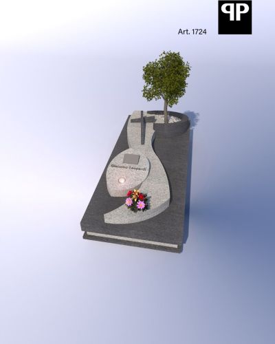 Monumento funebre decennale in granito con alberello ornamentale - Onoranze Funebri Musocco Milano