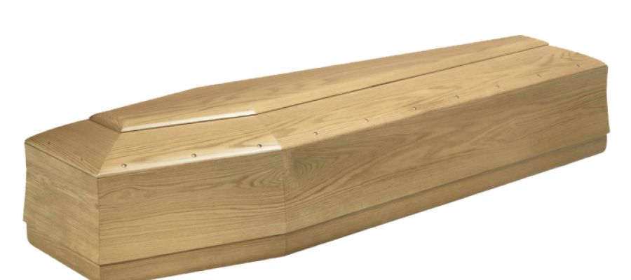 Cofano funebre in legno chiaro con decoro con forme stondate liscio - Onoranze Funebri Musocco Milano