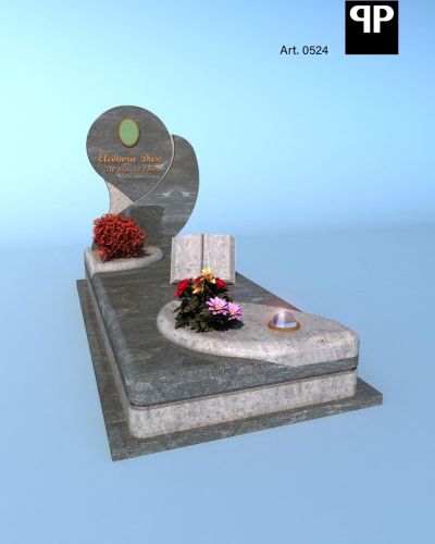 Monumento funebre decennale in granito con croce e vaso portafiori - Onoranze Funebri Musocco Milano