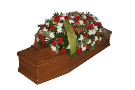 Corona funebre rossa e bianca - Onoranze Funebri Musocco Milano